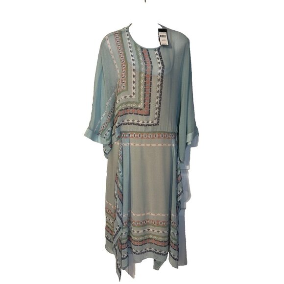 BCBGMAXAZRIA Jaelyn Dress XXS 0 2 Aqua Mist Sheer Flowy Fairy Romantic NWT $368 - Picture 2 of 8